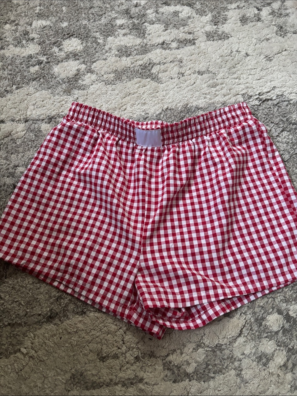 SHEIN Red Gingham Elastic-Waist Women's Shorts